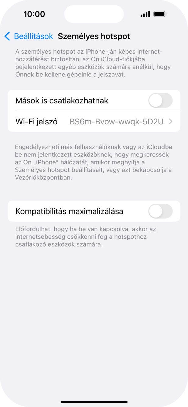 Kattints a Wi-Fi jelszó mezőre, és írd be a kívánt jelszót.