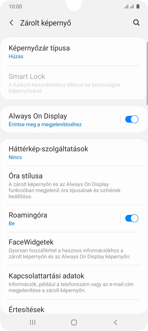 Válaszd a Képernyőzár típusa lehetőséget. Válaszd a Képernyőzár típusa lehetőséget.