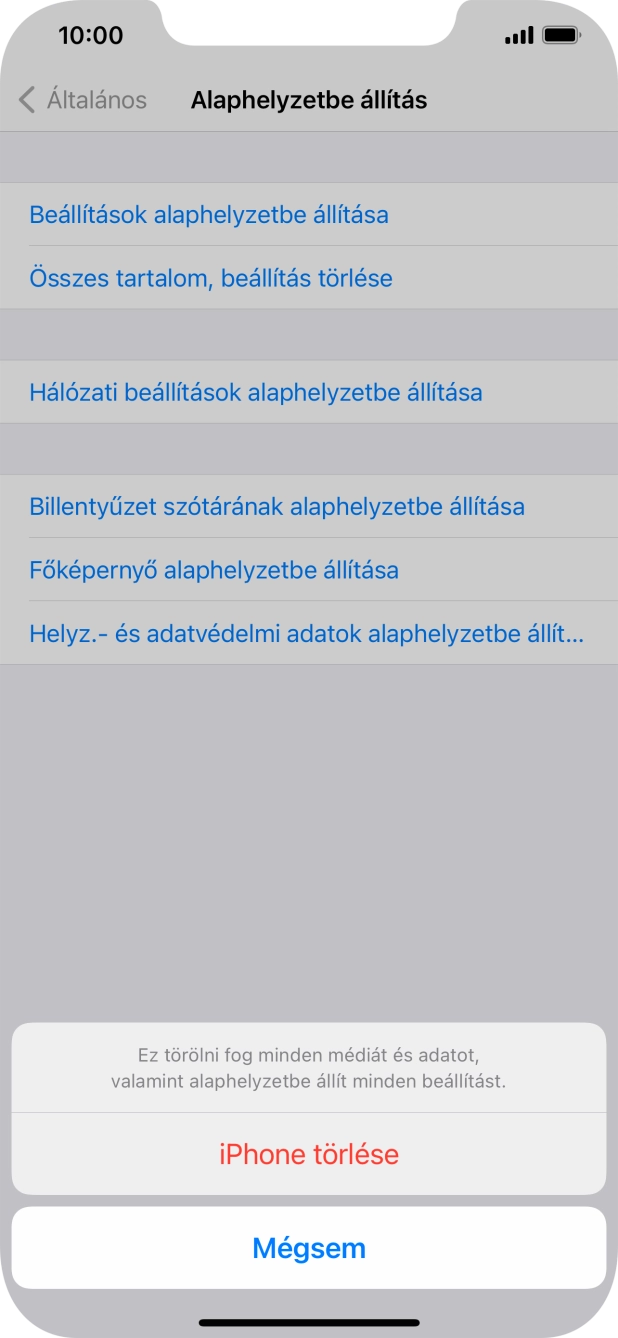 Válaszd az iPhone törlése lehetőséget.