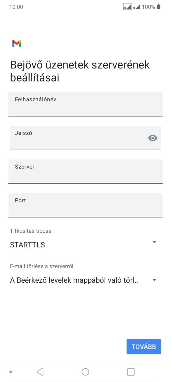 Kattints a „Felhasználónév” alatti mezőre, és írd be az e-mail-fiókodhoz tartozó felhasználónevet.