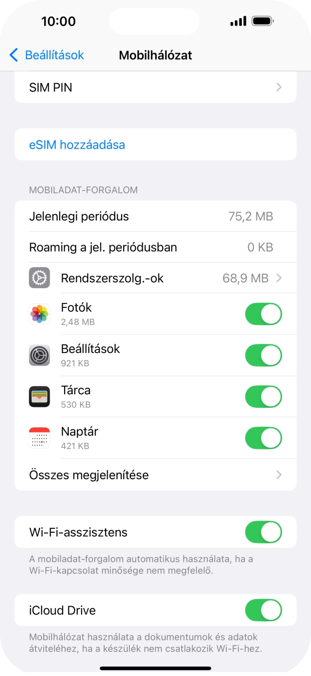 Kattints a kívánt programok melletti csúszkákra a funkciók be- vagy kikapcsolásához.