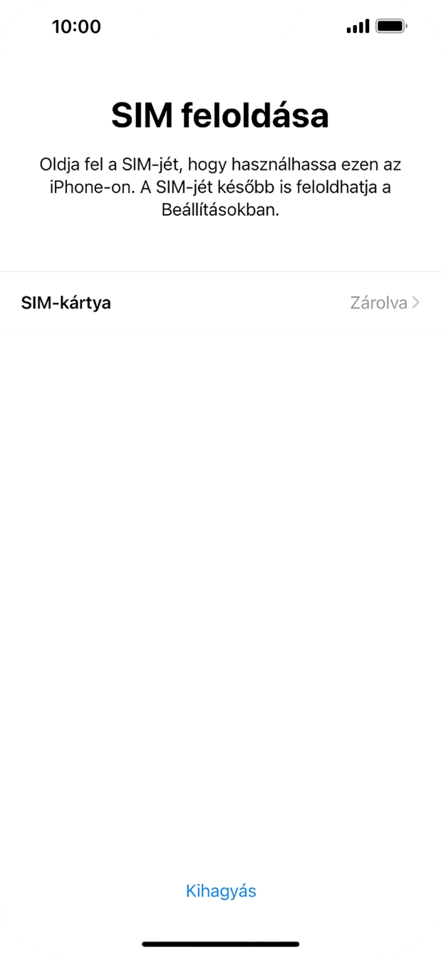 Válaszd a SIM-kártya lehetőséget.