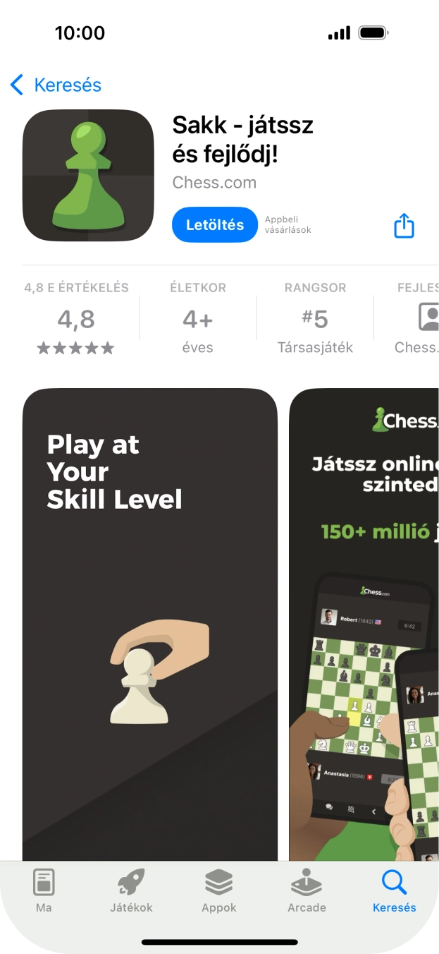 Válaszd a Letöltés lehetőséget, és kövesd a képernyőn megjelenő utasításokat az alkalmazás telepítéséhez.