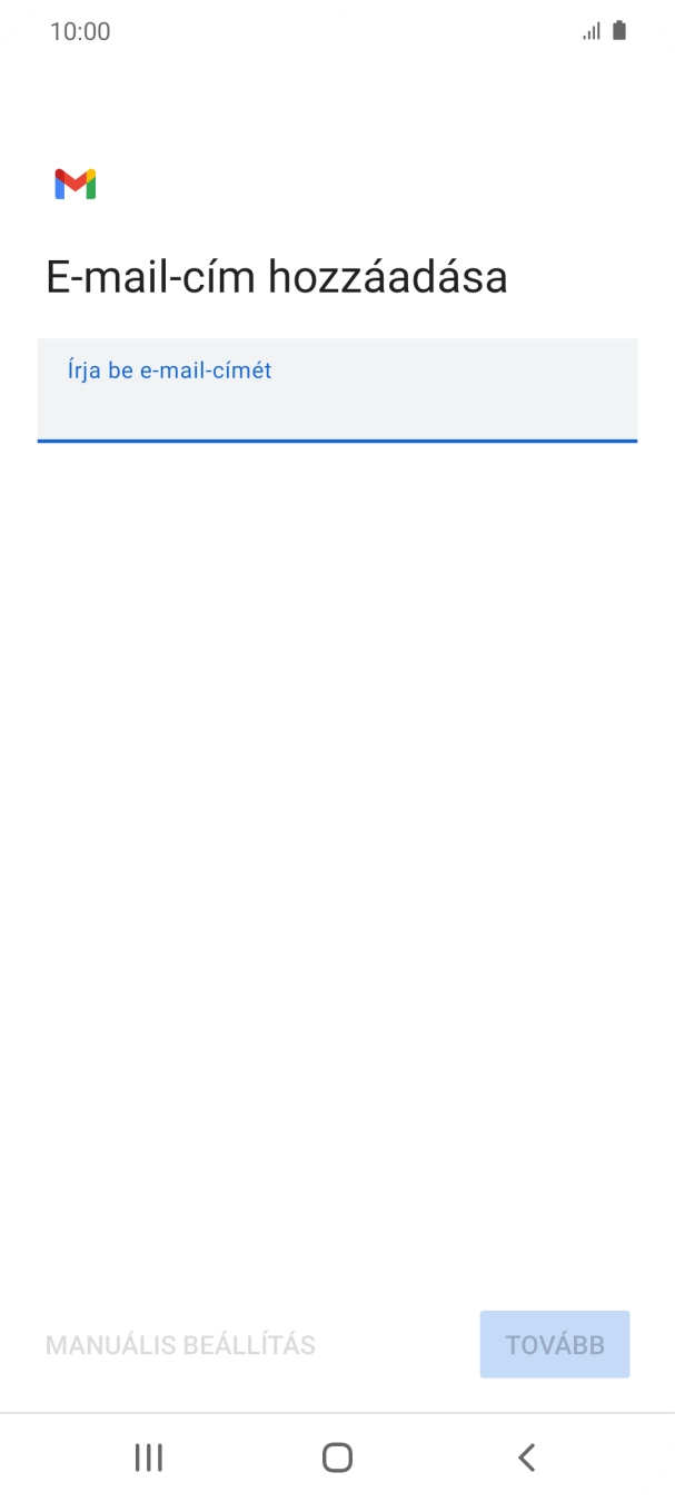 Kattints az „Írja be e-mail-címét” alatti mezőre, és írd be az e-mail címedet.