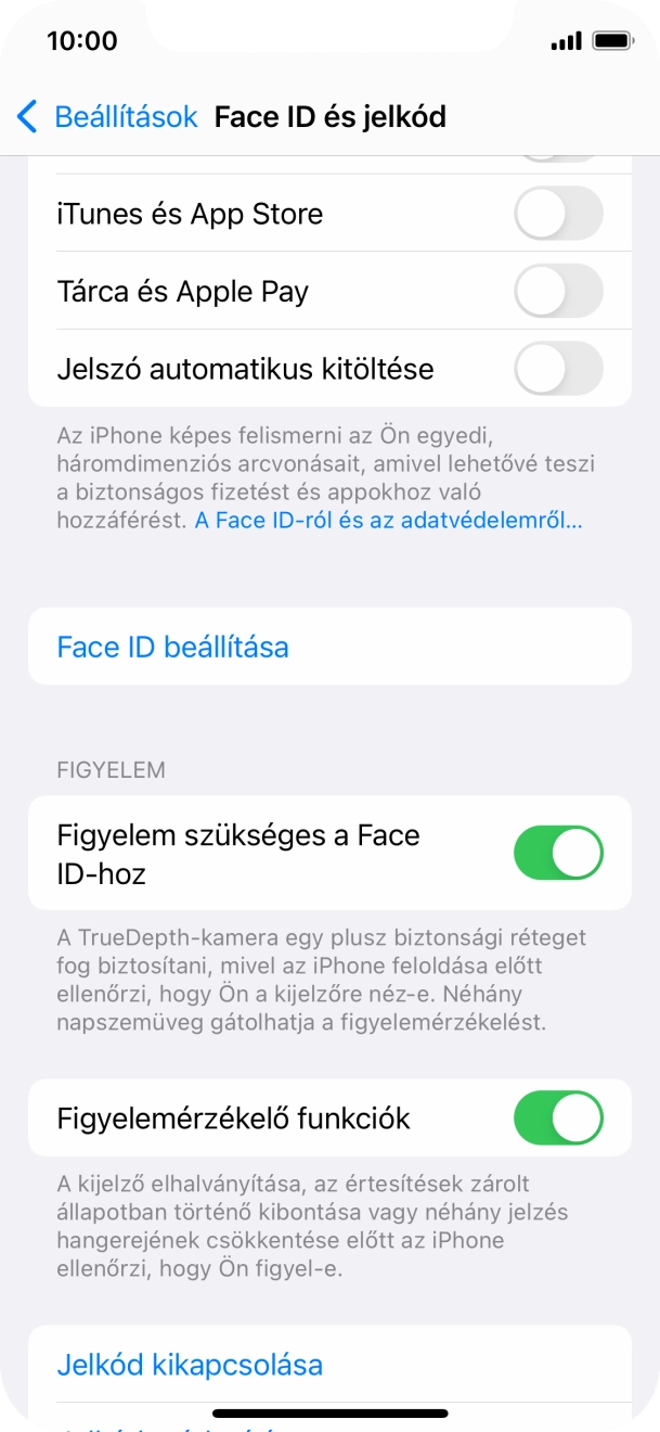 Válaszd a Jelkód kikapcsolása lehetőséget, és írd be a képernyőzárkódot.