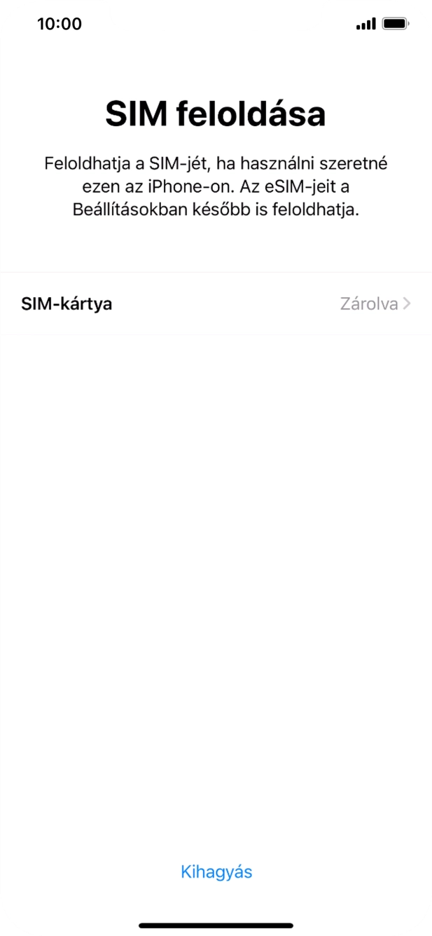 Válaszd a SIM-kártya lehetőséget.