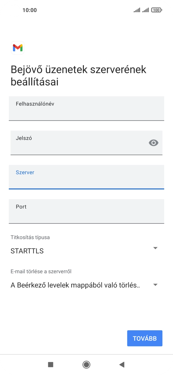 Kattints a „Port” alatti mezőre, és írd be a következőt: 110.