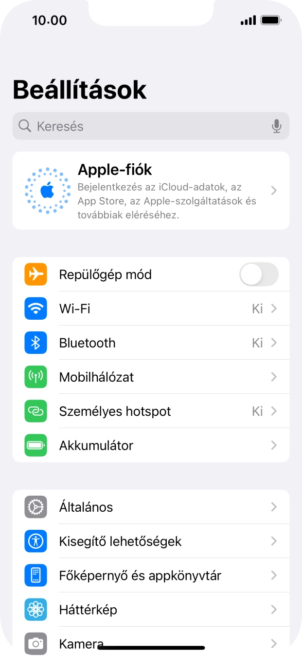 Válaszd az Apple-fiók lehetőséget.