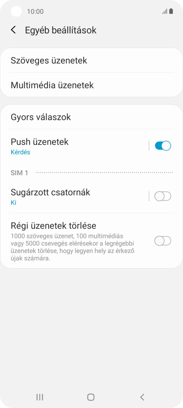 Válaszd a Szöveges üzenetek lehetőséget.