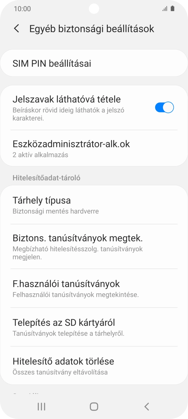 Válaszd a SIM PIN beállításai lehetőséget.
