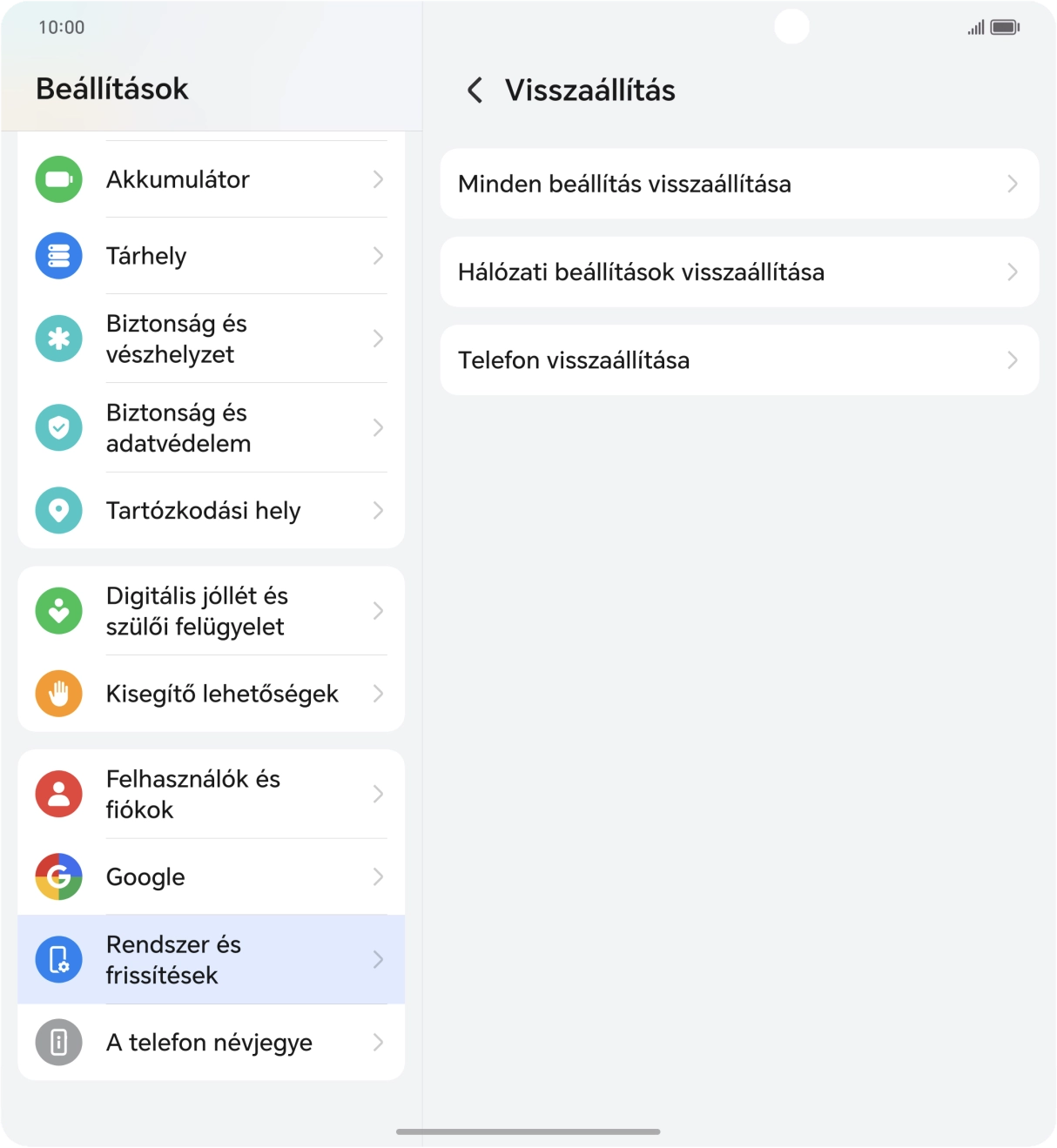 Válaszd a Telefon visszaállítása lehetőséget.