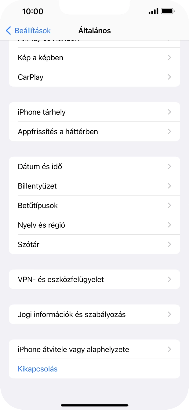 Válaszd az „iPhone átvitele vagy alaphelyzete” lehetőséget.