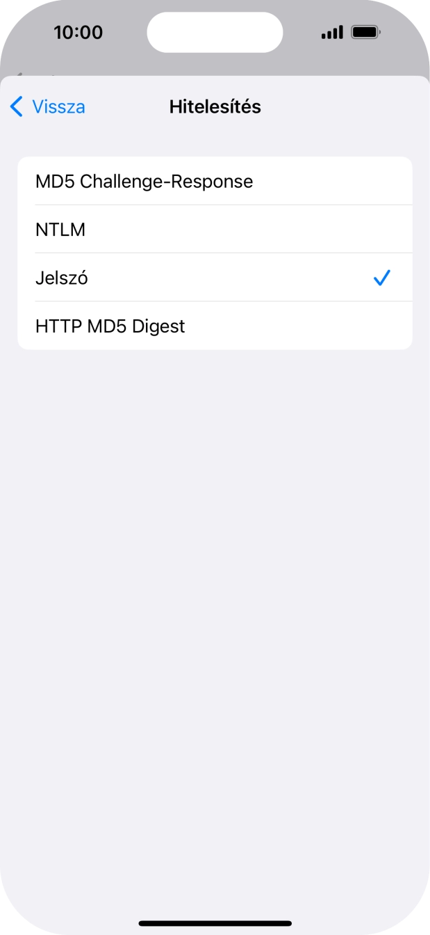 Válaszd a Jelszó lehetőséget.