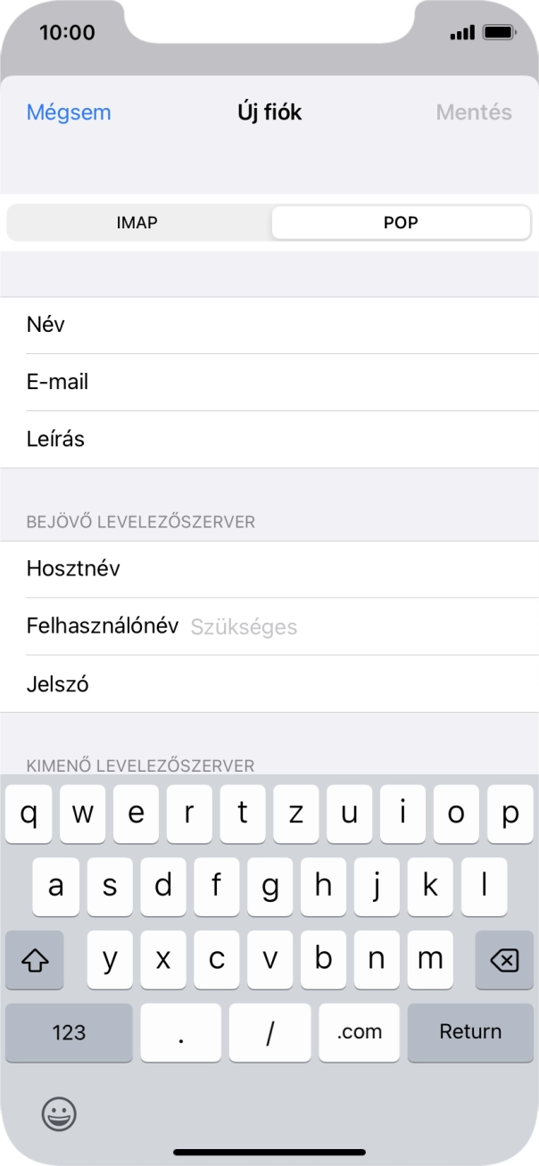 Kattints a Felhasználónév mezőre, és írd be az e-mail-fiókodhoz tartozó felhasználónevet.
