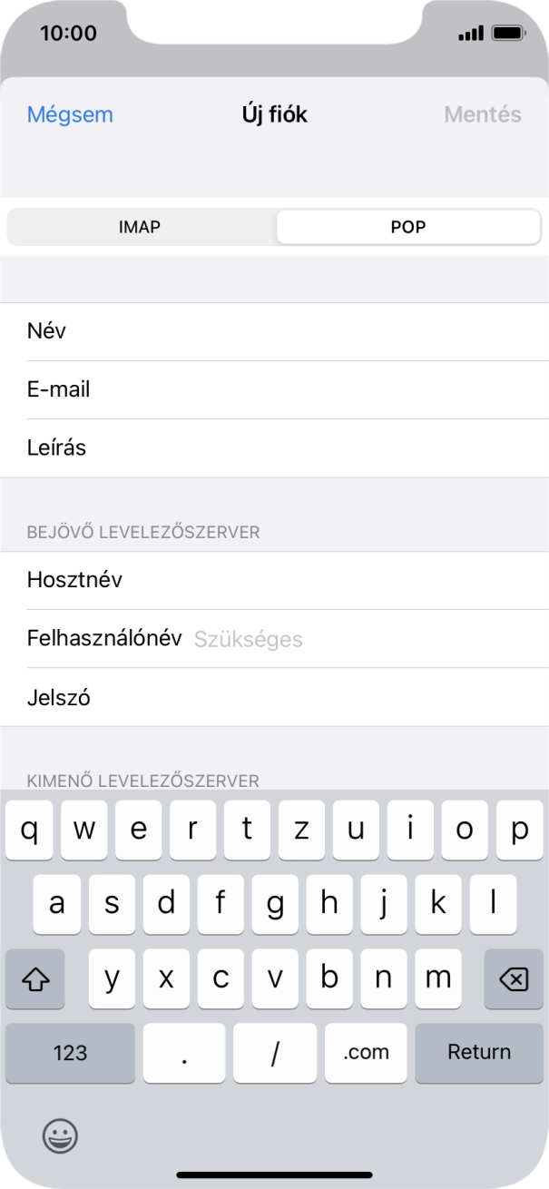 Kattints a Felhasználónév mezőre, és írd be az e-mail-fiókodhoz tartozó felhasználónevet.