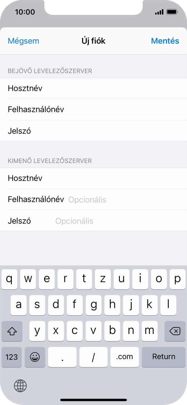 Kattints a Felhasználónév mezőre, és írd be az e-mail-fiókodhoz tartozó felhasználónevet.