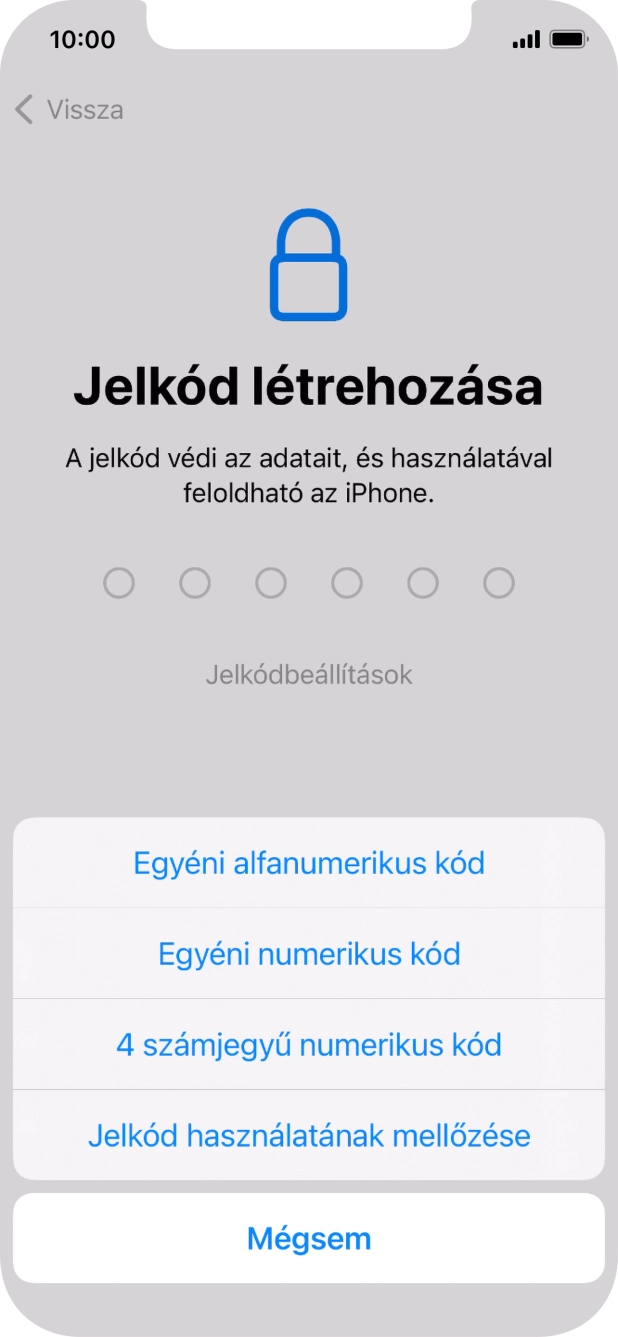 A képernyőzár használatának bekapcsolásához kövesd a képernyőn megjelenő utasításokat, vagy válaszd a Jelkód használatának mellőzése lehetőséget. A képernyőzár használatának bekapcsolásához kövesd a képernyőn megjelenő utasításokat, vagy válaszd a Jelkód használatának mellőzése lehetőséget.