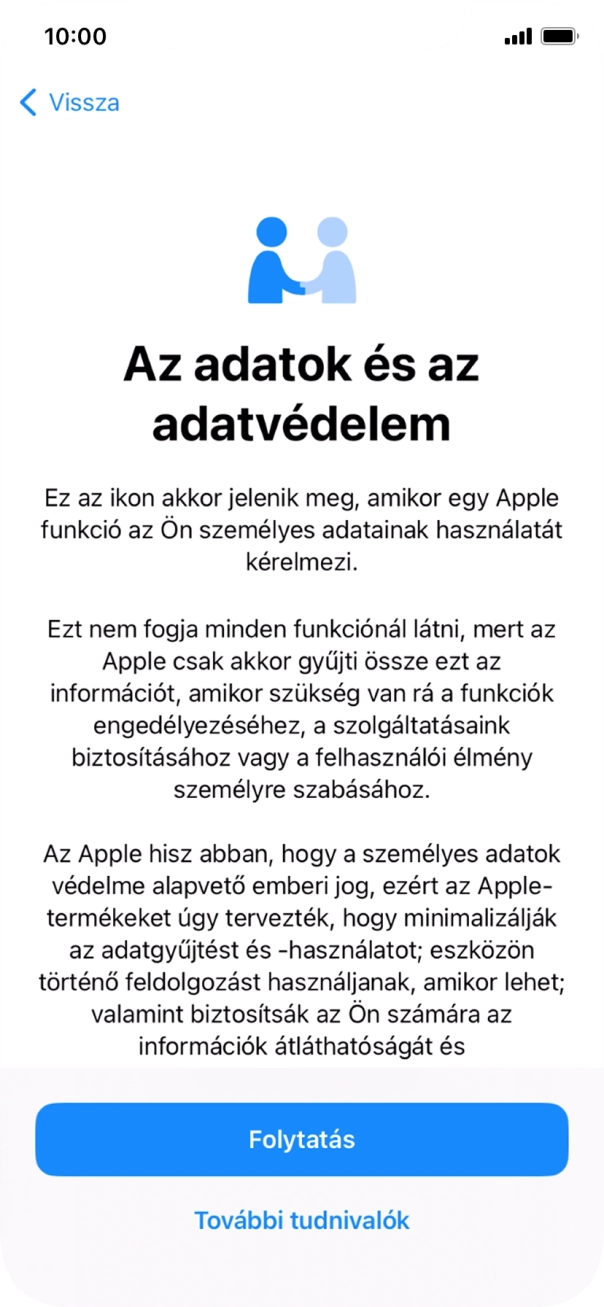 Válaszd a Folytatás lehetőséget.