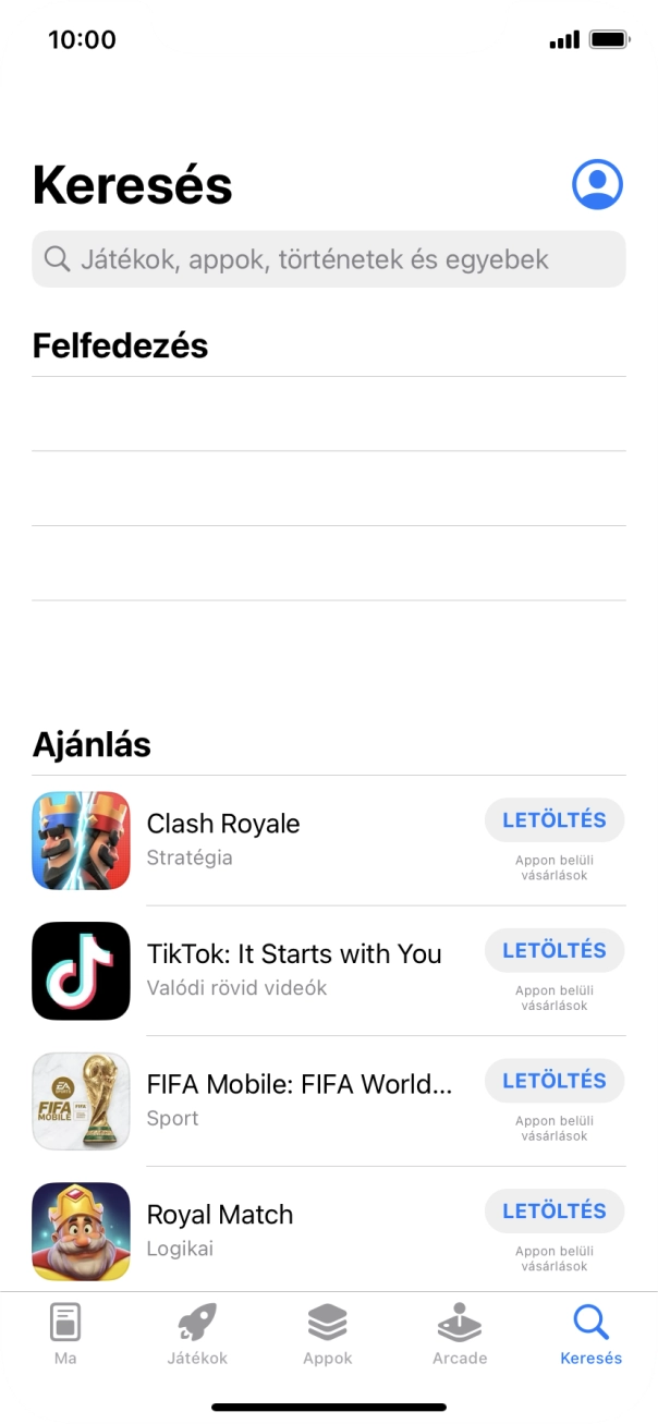 Kattints a keresés mezőre, és írd be a keresett alkalmazás nevét vagy tárgykörét.