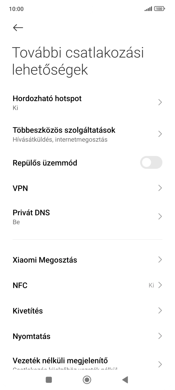 Válaszd a Hordozható hotspot lehetőséget.