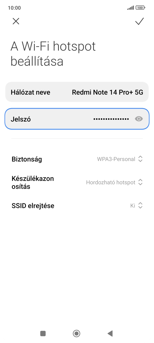 Kattints a Jelszó mezőre, és írd be a kívánt jelszót.