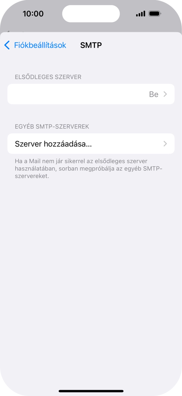 Kattints az „ELSŐDLEGES SZERVER” alatti mezőre.