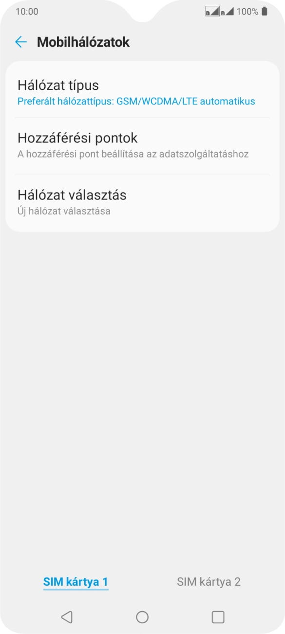 Kattints a kívánt SIM-kártyára. Kattints a kívánt SIM-kártyára.