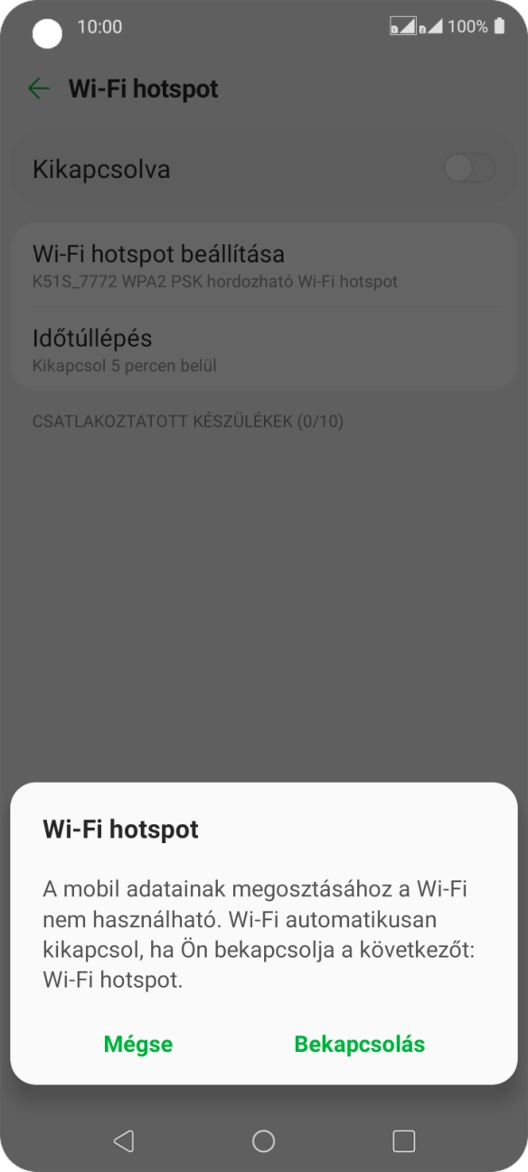 Válaszd a Bekapcsolás lehetőséget.