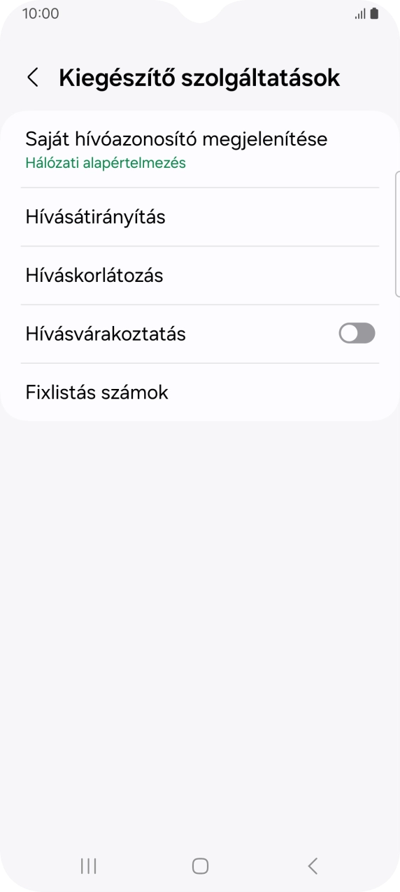 Kattints a „Hívásvárakoztatás” melletti csúszkára a funkció be- vagy kikapcsolásához.
