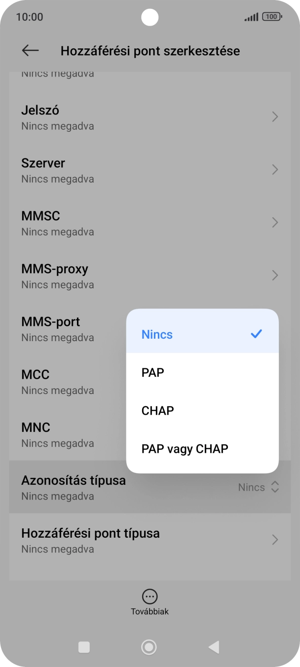 Válaszd a PAP lehetőséget.