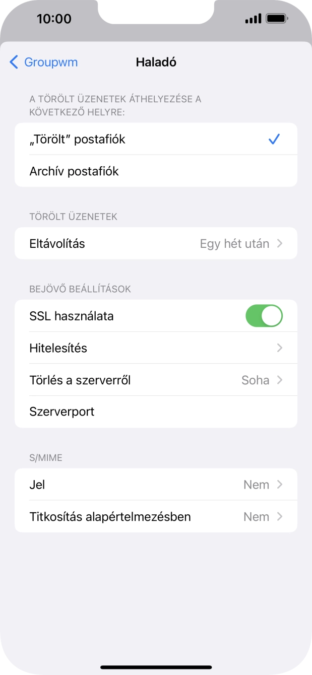 Kattints az „SSL használata” melletti csúszkára a funkció kikapcsolásához.