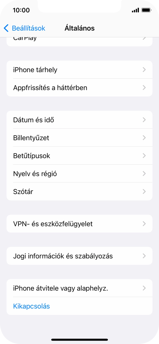 Válaszd az „iPhone átvitele vagy alaphelyz.” lehetőséget.