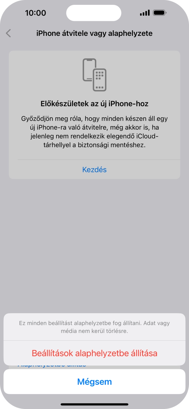 Válaszd a Beállítások alaphelyzetbe állítása lehetőséget.