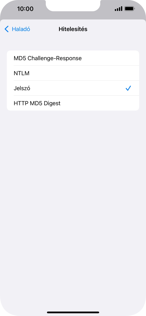 Válaszd a Jelszó lehetőséget.