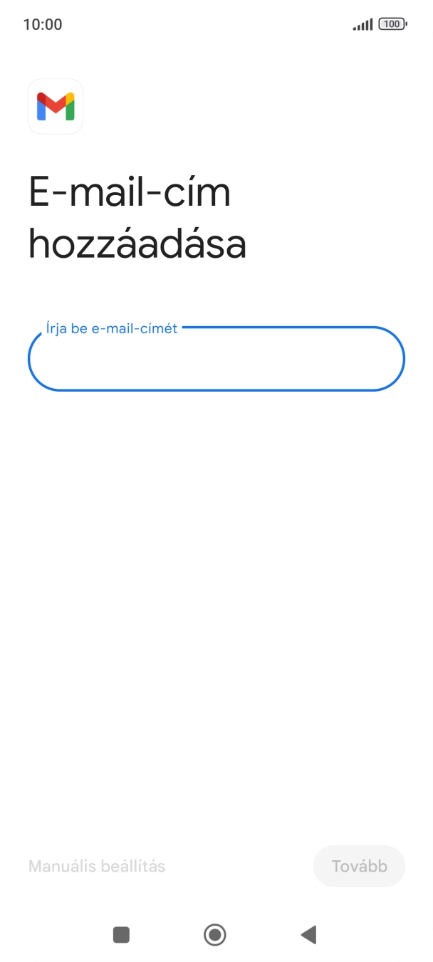 Kattints az „Írja be e-mail-címét” alatti mezőre, és írd be az e-mail címedet.