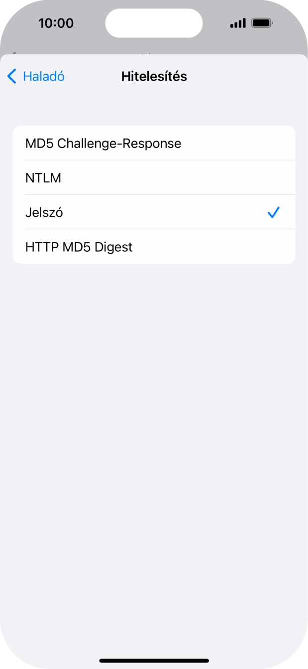Válaszd a Jelszó lehetőséget.