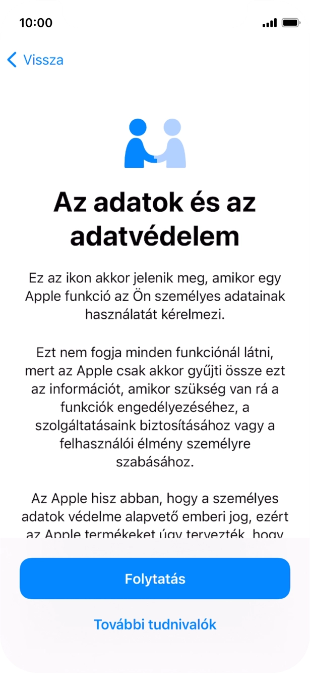 Válaszd a Folytatás lehetőséget.