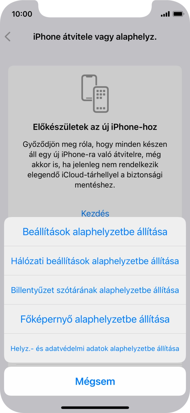Válaszd a Beállítások alaphelyzetbe állítása lehetőséget. Válaszd a Beállítások alaphelyzetbe állítása lehetőséget.
