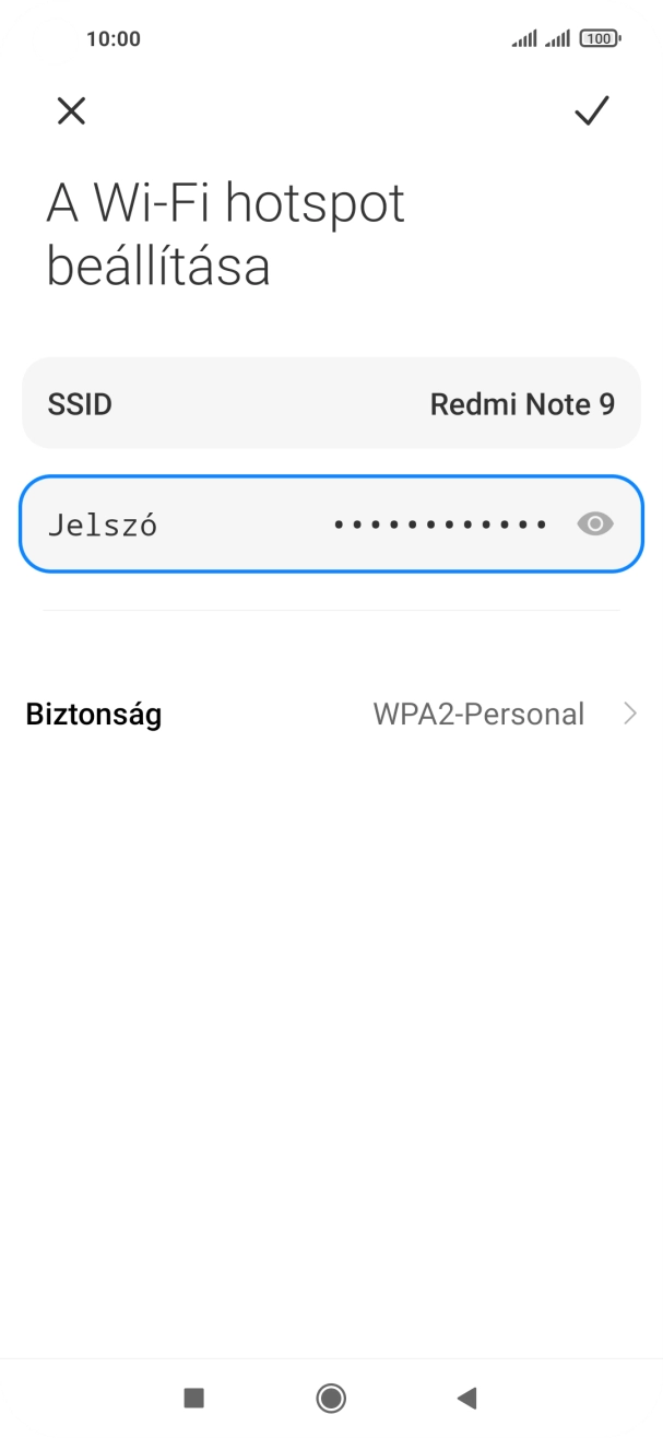 Kattints az „SSID” melletti mezőre, és írd be a Wi-Fi hotspot kívánt nevét. Kattints az „SSID” melletti mezőre, és írd be a Wi-Fi hotspot kívánt nevét.