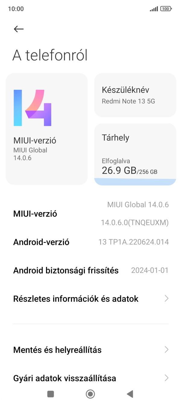 Válaszd a Gyári adatok visszaállítása lehetőséget. Válaszd a Gyári adatok visszaállítása lehetőséget.
