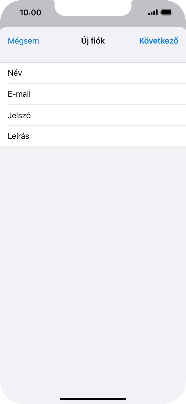Kattints a Leírás mezőre, és írd be az e-mail-fiók kívánt nevét.