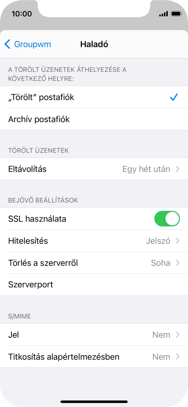 Kattints az „SSL használata” melletti csúszkára a funkció kikapcsolásához.