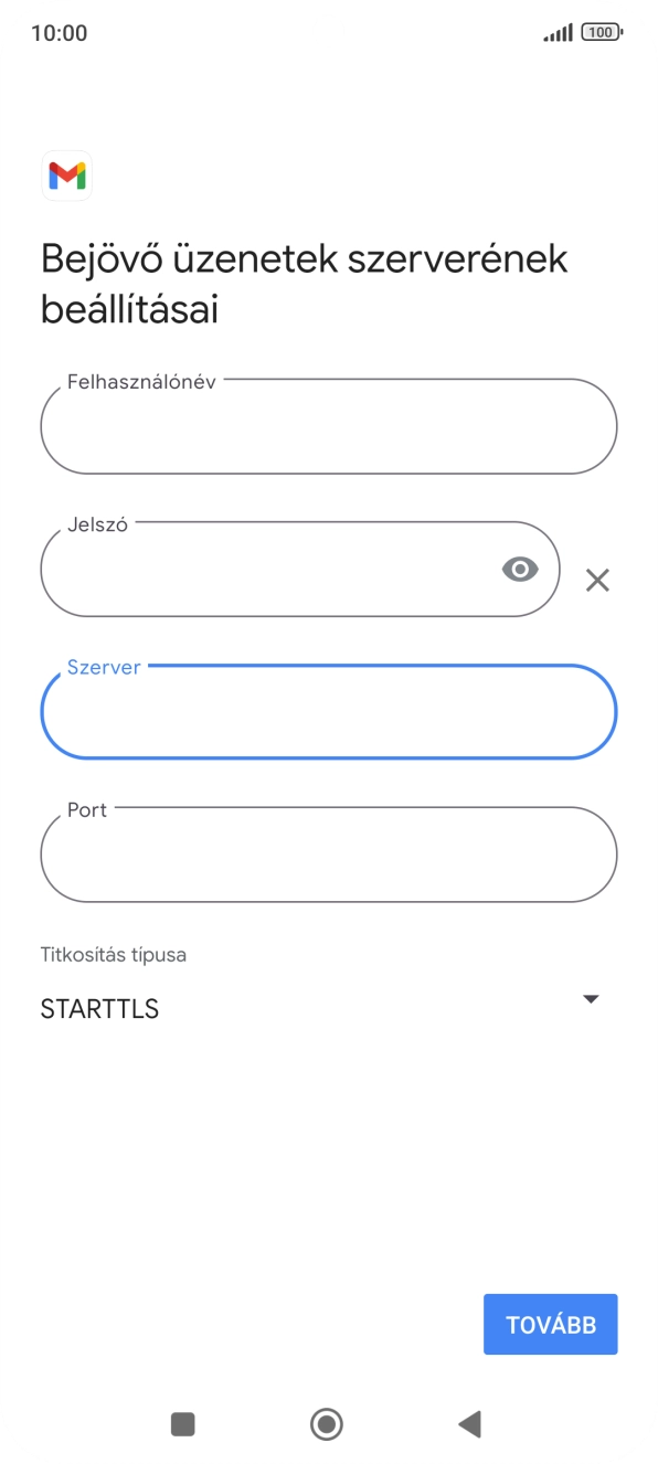 Kattints a „Port” alatti mezőre, és írd be a következőt: 993.