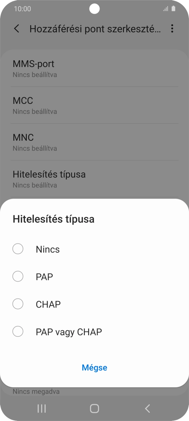 Válaszd a PAP lehetőséget.