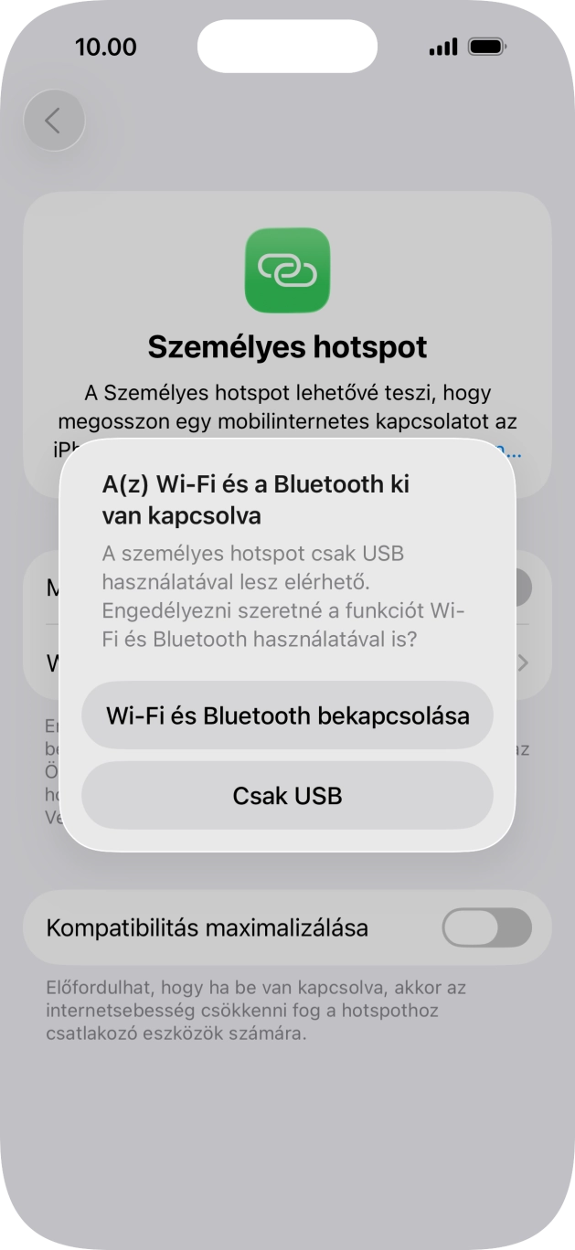 Amennyiben ki van kapcsolva a Wi-Fi, válaszd a Wi-Fi és Bluetooth bekapcsolása lehetőséget. Amennyiben ki van kapcsolva a Wi-Fi, válaszd a Wi-Fi és Bluetooth bekapcsolása lehetőséget.