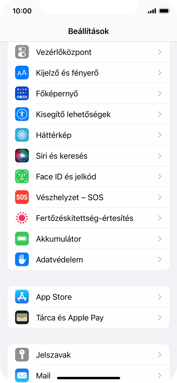 Válaszd a Face ID és jelkód lehetőséget.