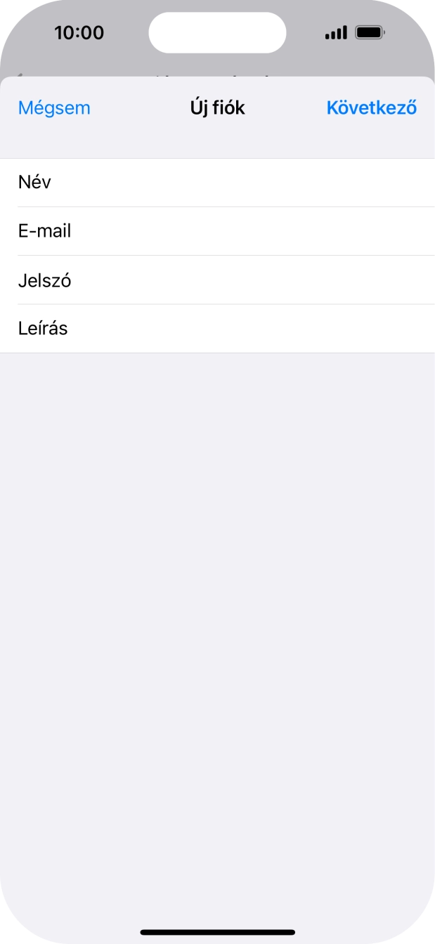 Kattints a Leírás mezőre, és írd be az e-mail-fiók kívánt nevét.