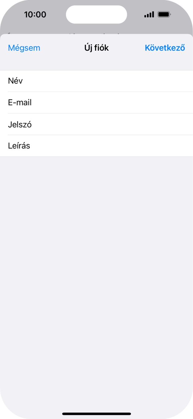 Kattints a Leírás mezőre, és írd be az e-mail-fiók kívánt nevét.