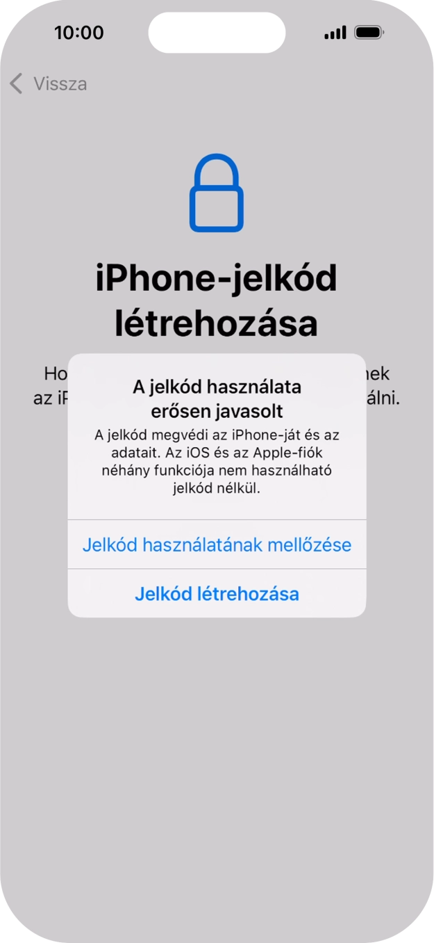 Ha kikapcsolod a funkciót, válaszd a Jelkód használatának mellőzése lehetőséget.