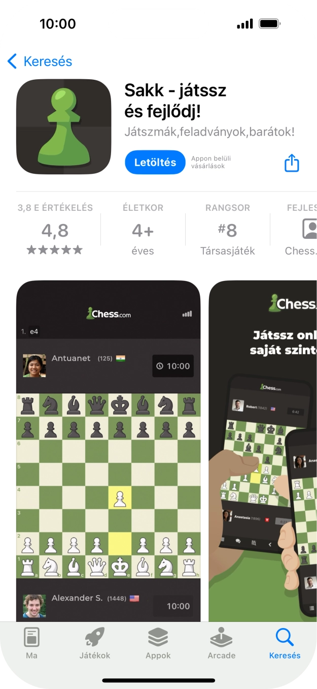 Válaszd a Letöltés lehetőséget, és kövesd a képernyőn megjelenő utasításokat az alkalmazás telepítéséhez. Válaszd a Letöltés lehetőséget, és kövesd a képernyőn megjelenő utasításokat az alkalmazás telepítéséhez.